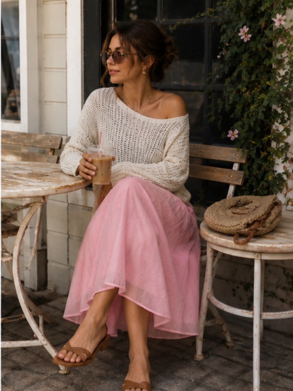 Lauren Ralph Lauren 100% Cotton Soft Romantic Dainty Pink Midi Skirt Size 8